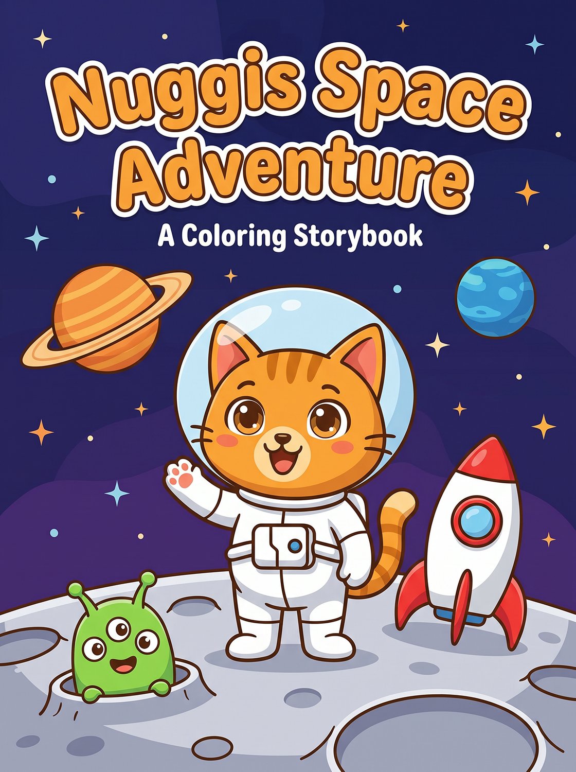 Nuggis Space Adventure printable coloring book cover