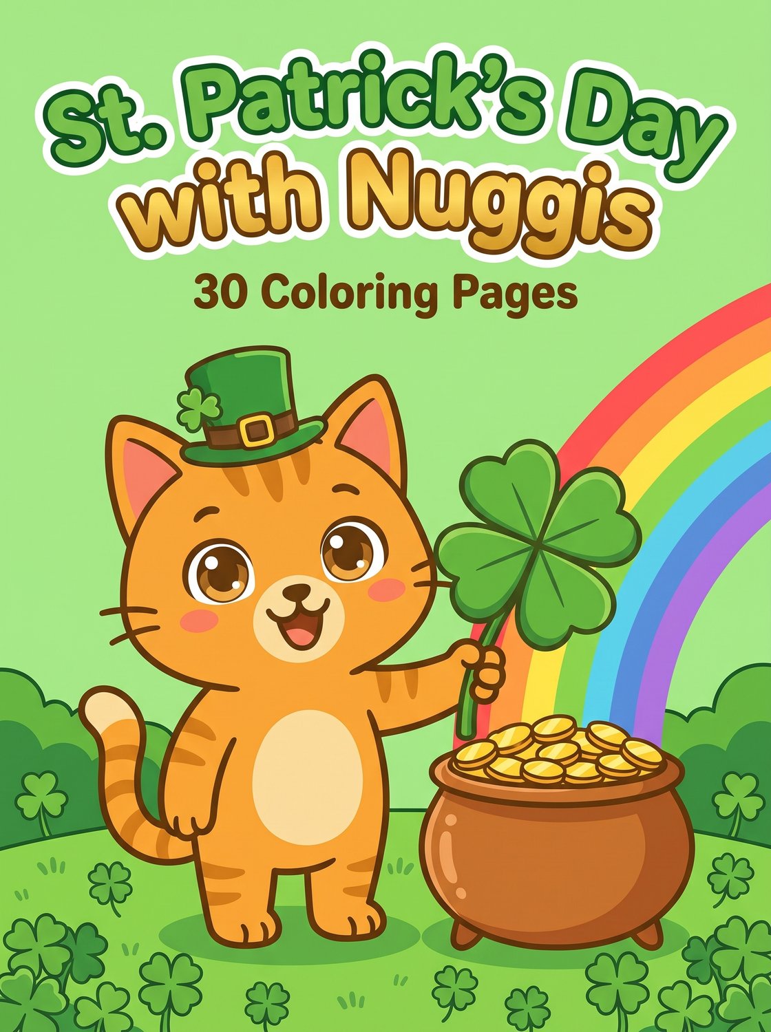 St. Patrick's Day with Nuggis printable coloring book cover