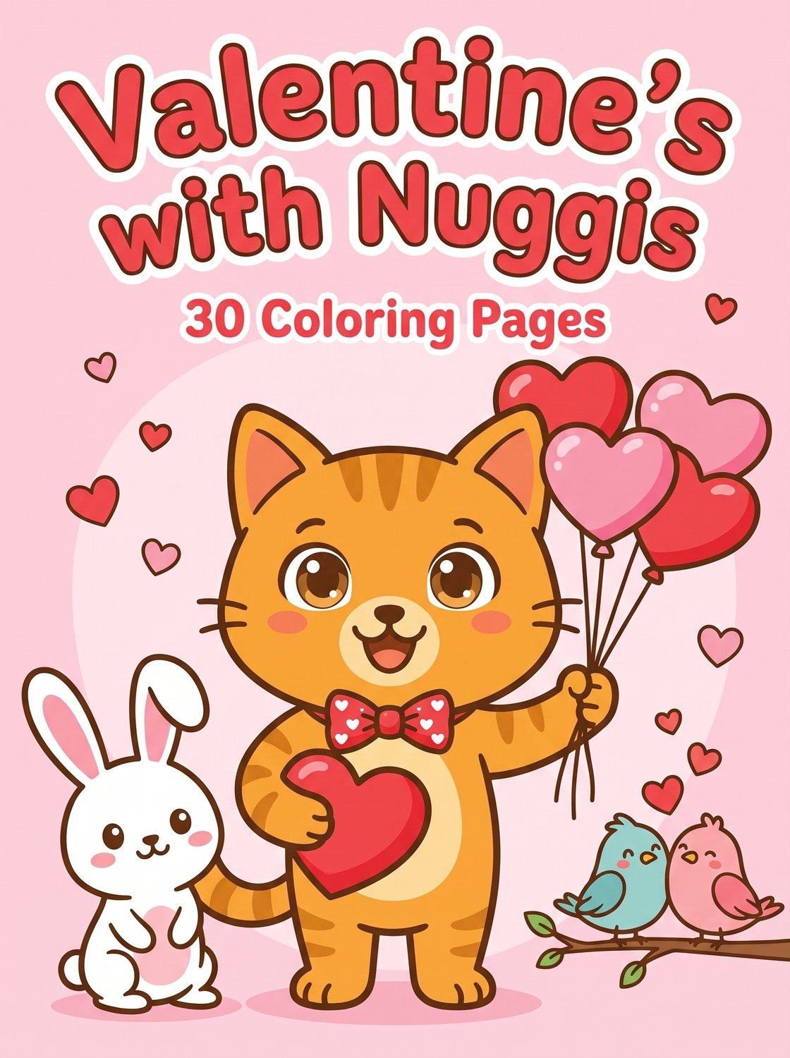 Valentine's with Nuggis printable coloring book cover