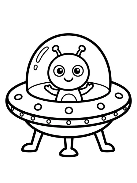 Flying Saucer with a Little Alien
