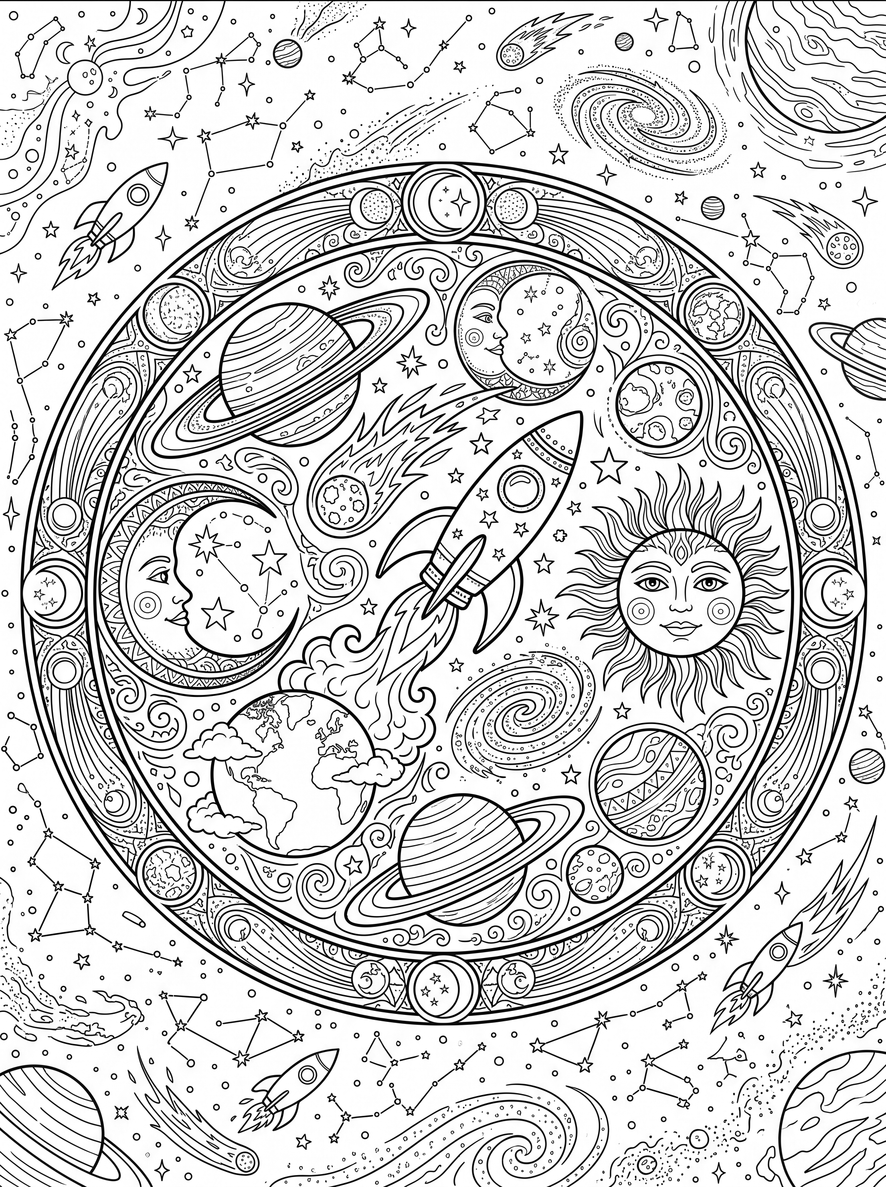 Galaxy Mandala coloring page