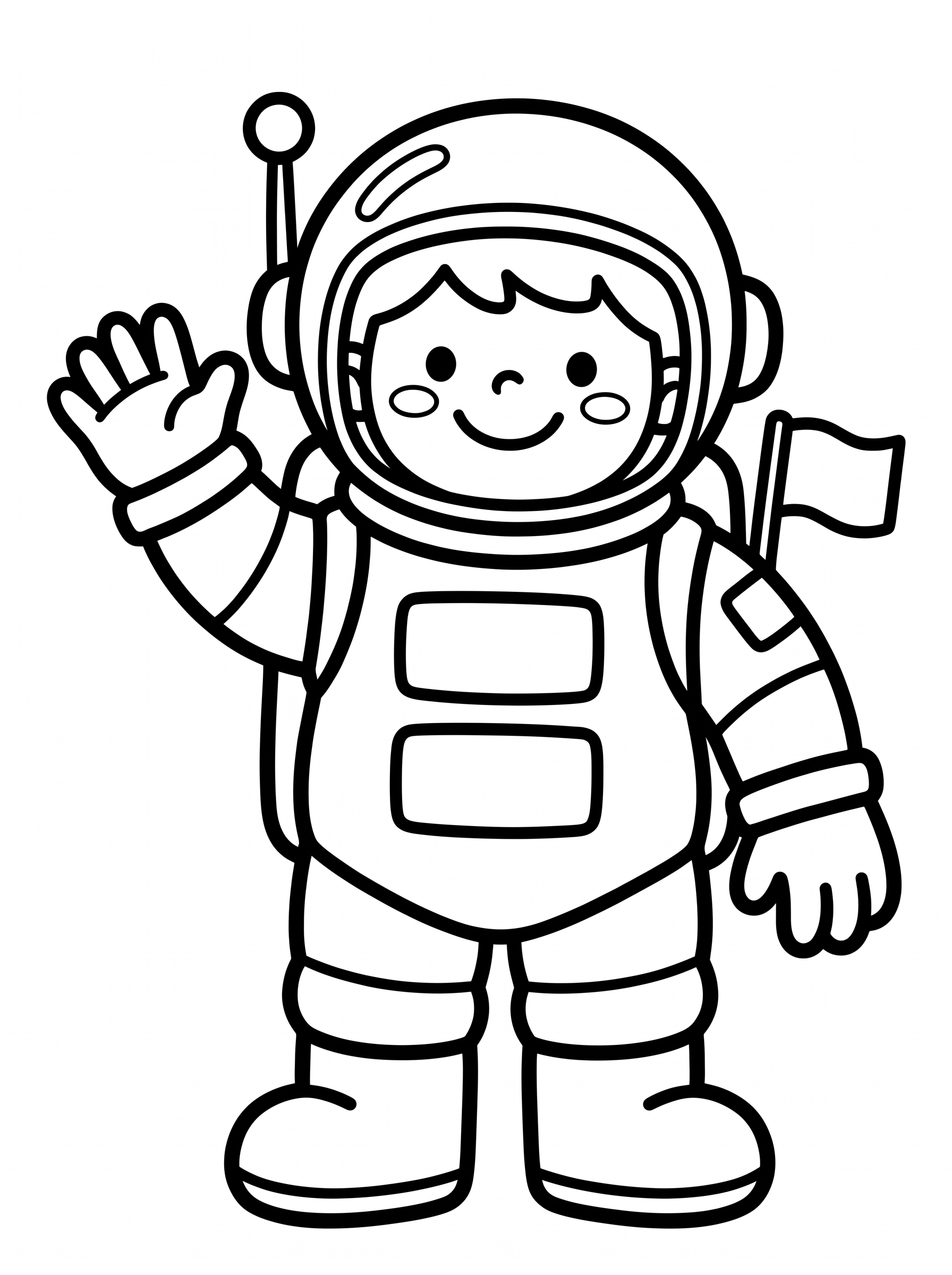 Little Astronaut Waving coloring page