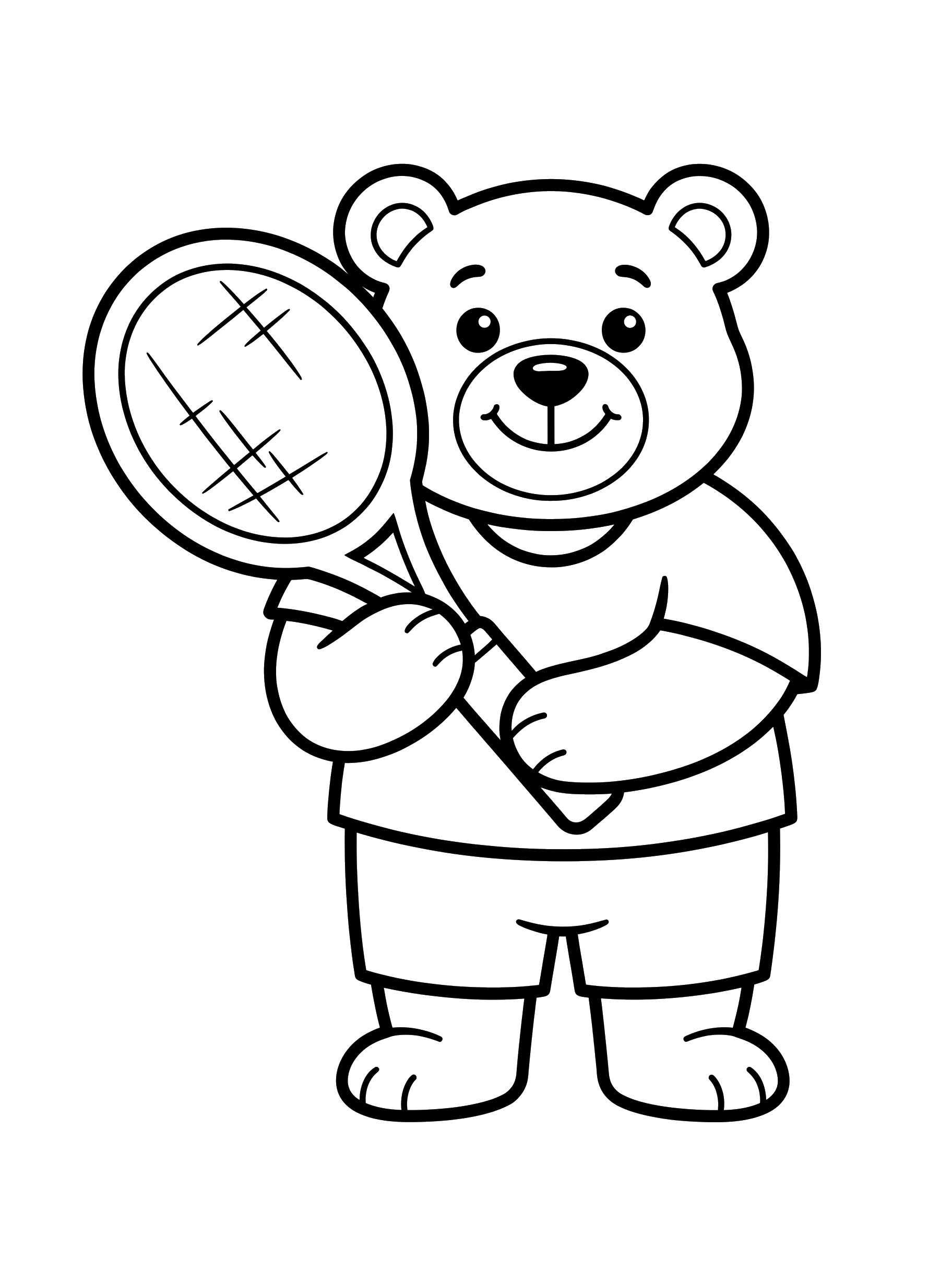 Bear Playing Tennis coloring page