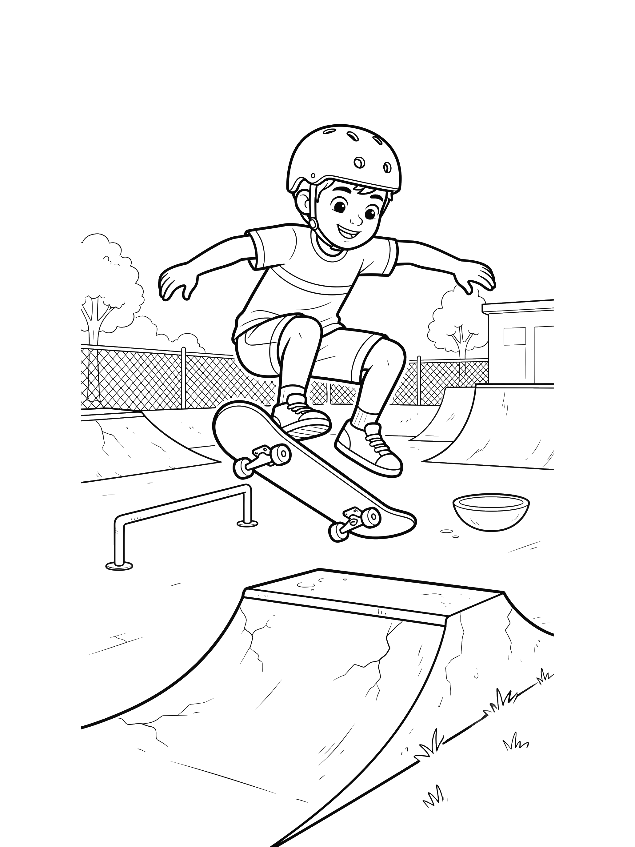 Skateboard Tricks coloring page