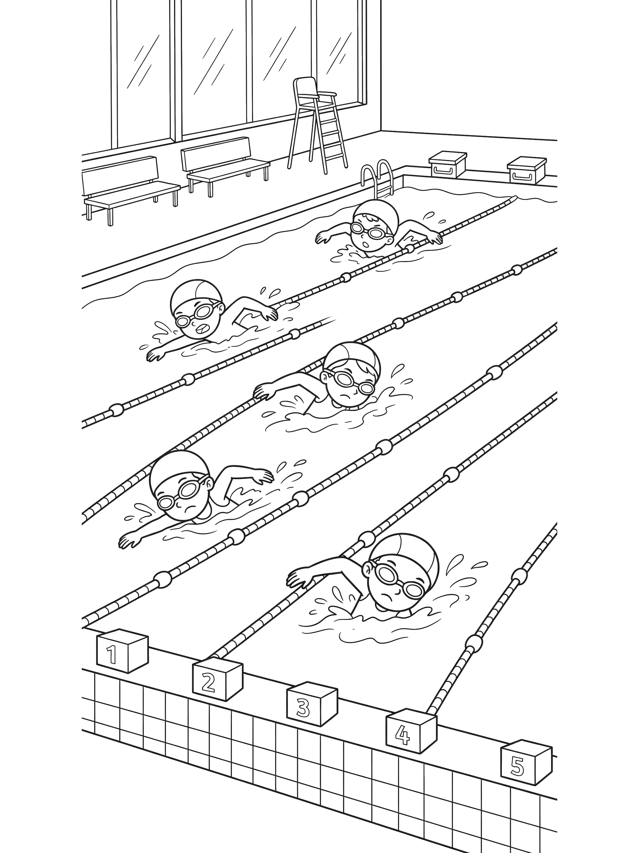 Swimming Race coloring page