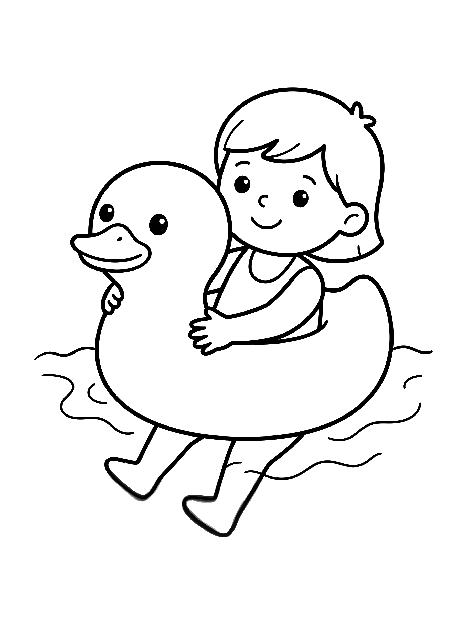 Swimming with a Duck Float coloring page
