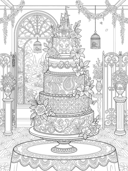 Giant Tiered Cake coloring page
