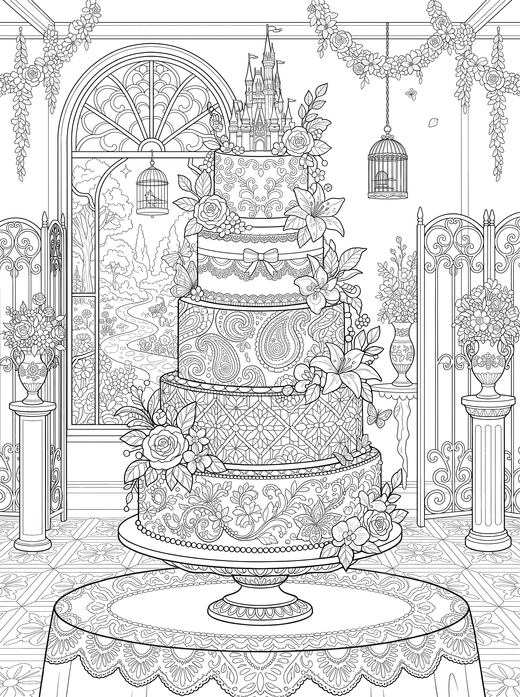 Giant Tiered Cake coloring page