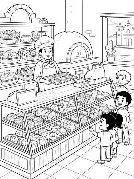 Pan Dulce Bakery coloring page