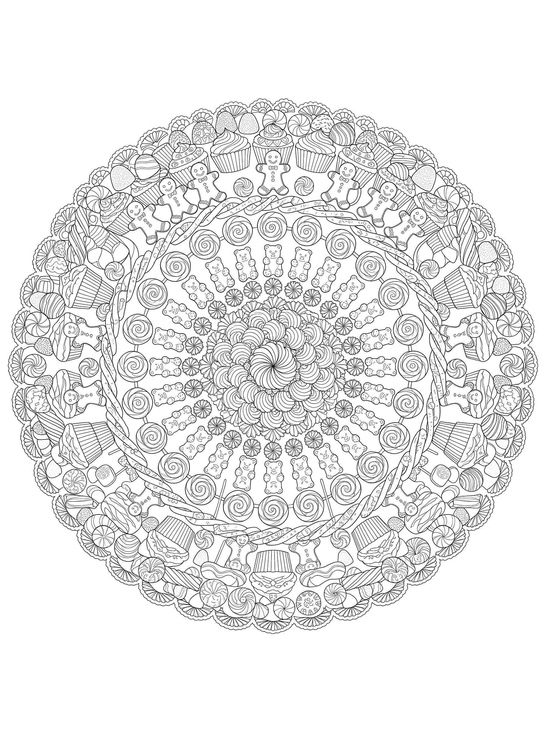 Sweets Mandala coloring page