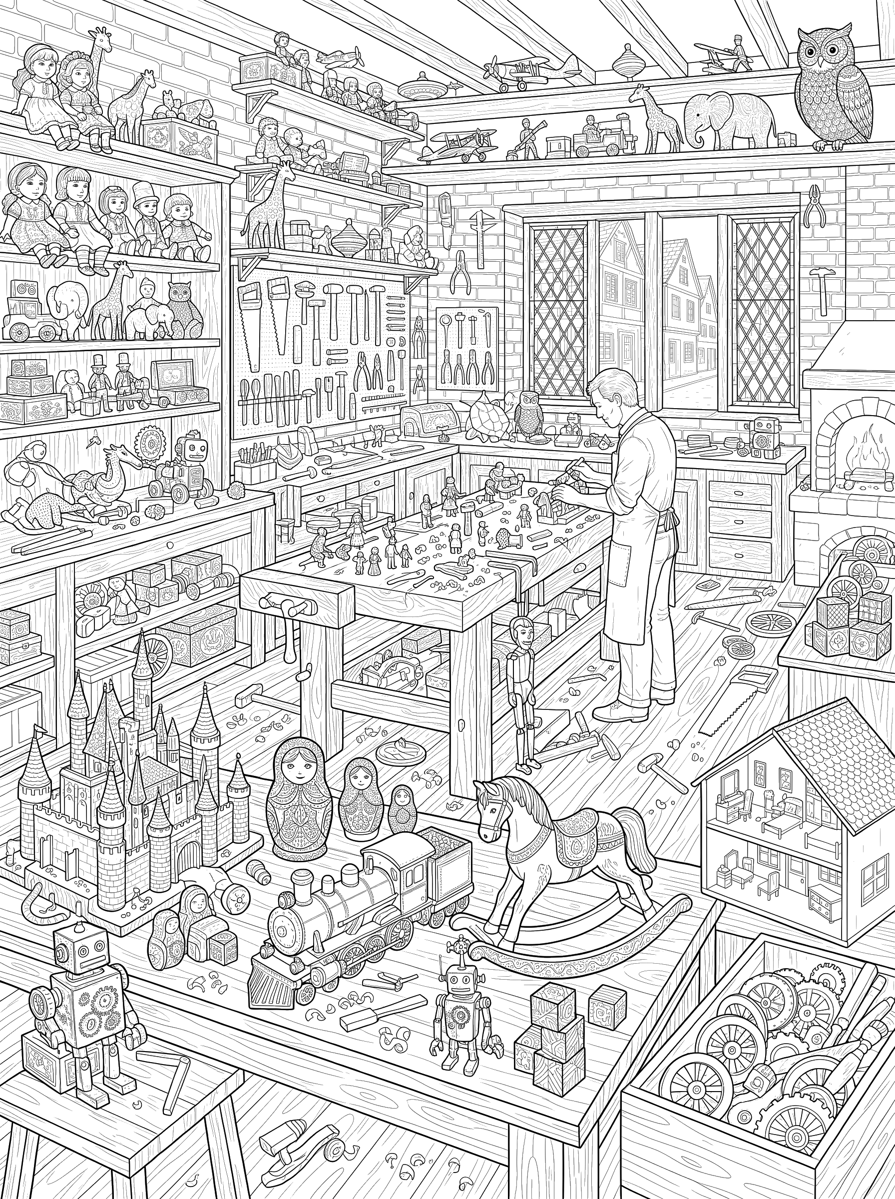 Toy Maker's Workshop coloring page