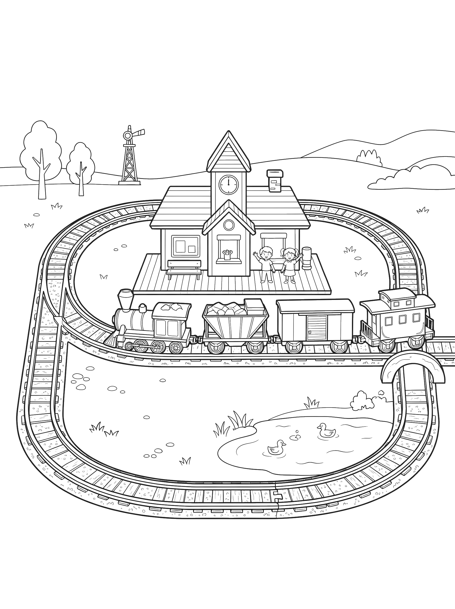 Toy Train Set coloring page