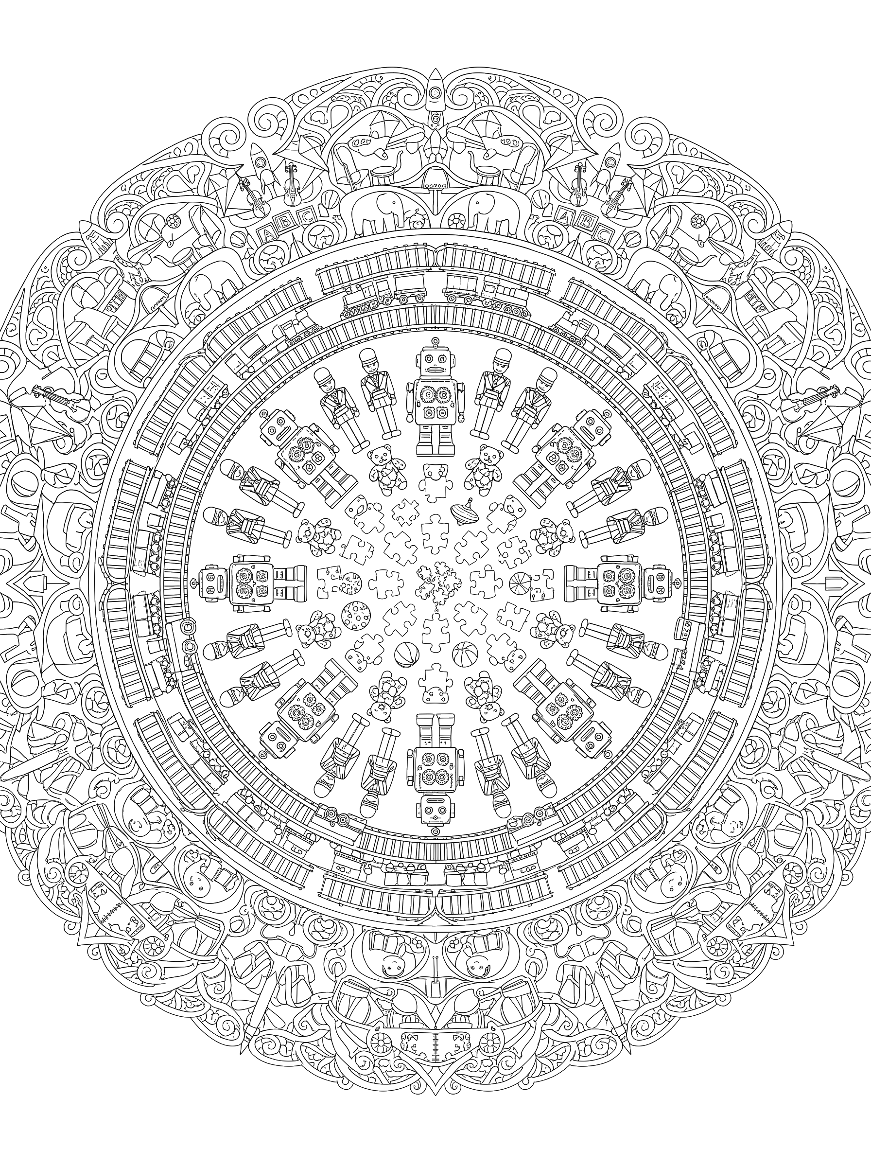 Toys Mandala coloring page
