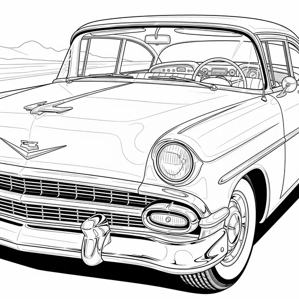 Classic car with chrome details and a visible interior, to color