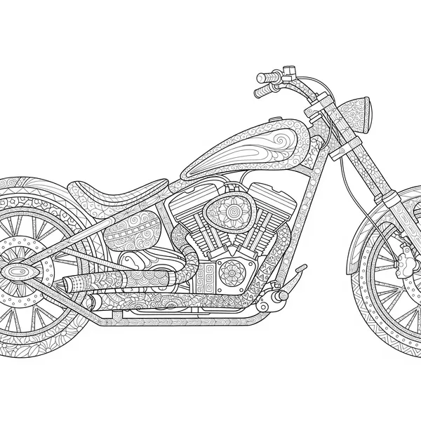 Chopper motorcycle with a detailed engine and mechanical parts