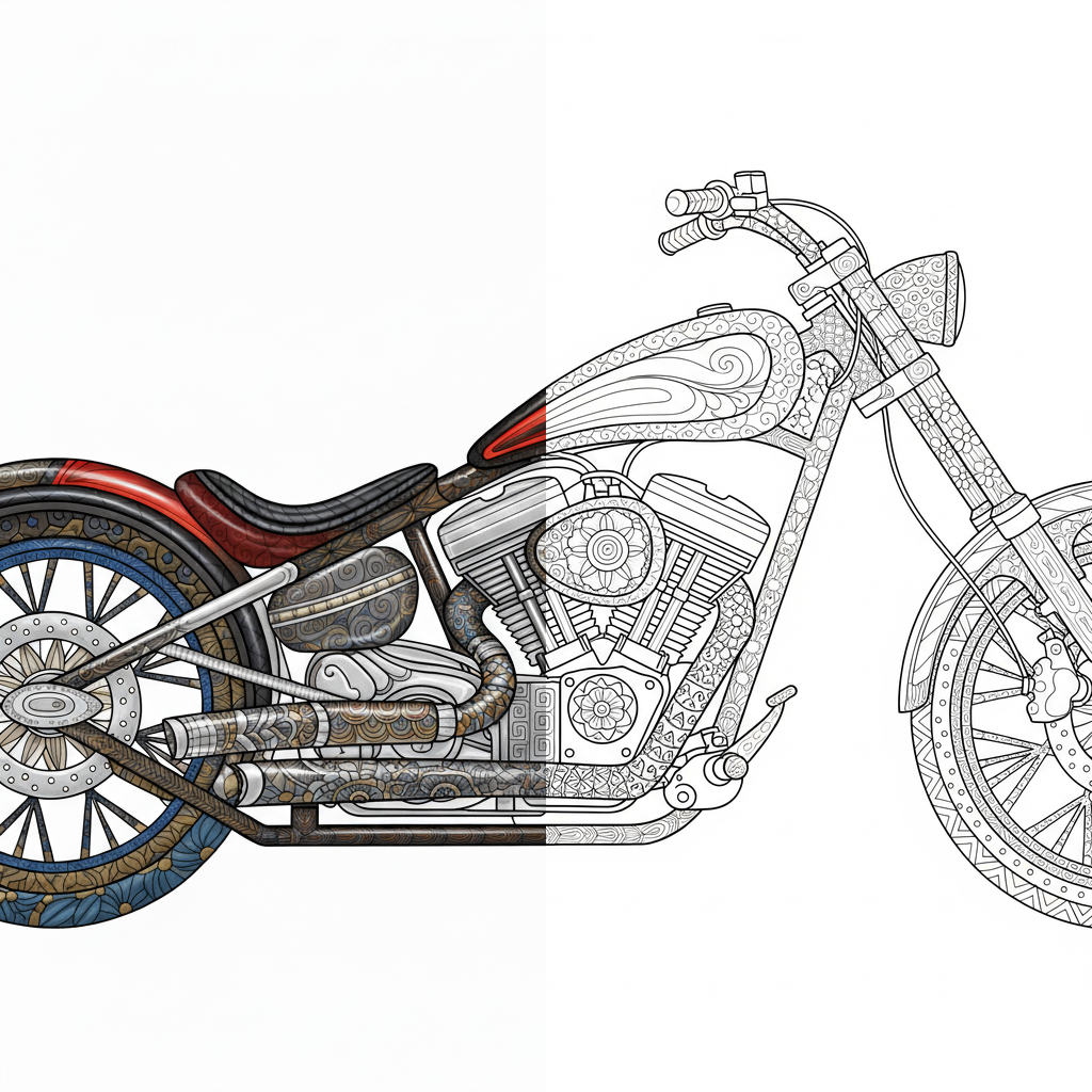 Motocicleta Chopper Detallada