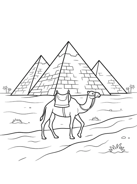 Pyramids and Camel in the Desert